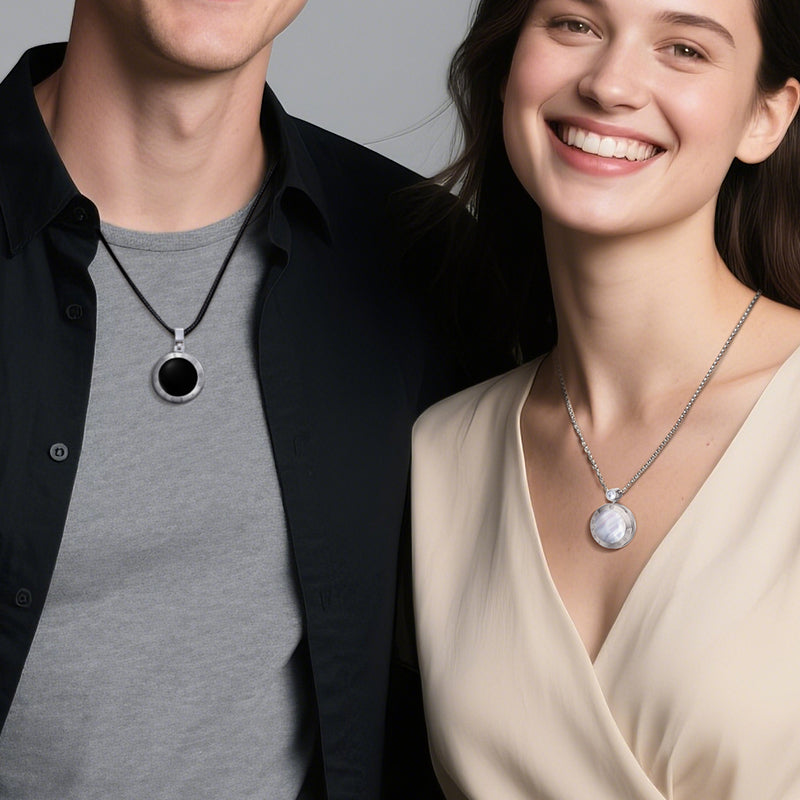 Soulmate 2.0 Touch Necklaces with Obsidian and Mother of Pearl Panels