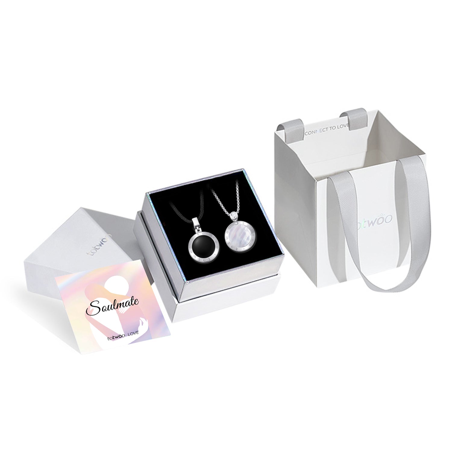 Soulmate 2.0 Touch Necklaces with Obsidian and Mother of Pearl Panels