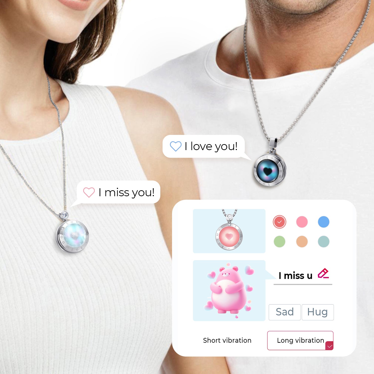 Soulmate 2.0 Touch Necklaces with Obsidian and Mother of Pearl Panels