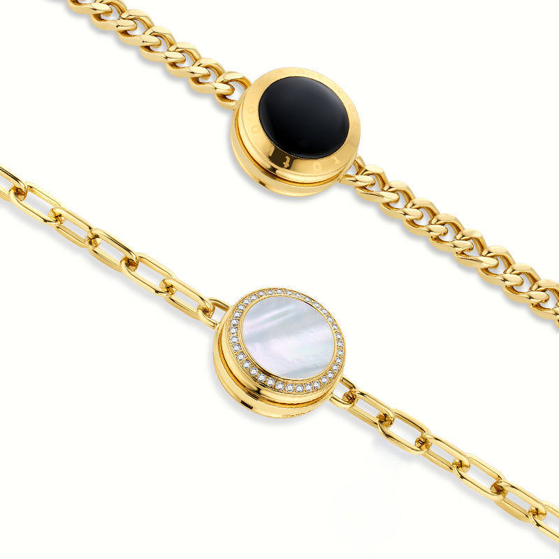 Soulmate Touch Bracelets - Gold Cuban & Paperclip Chains