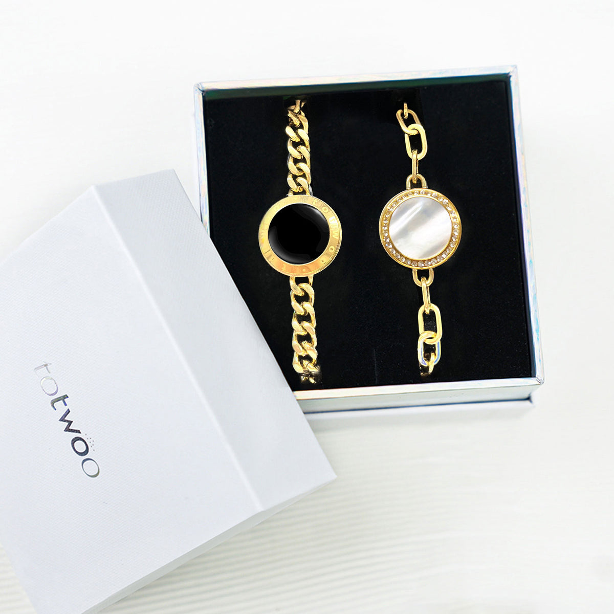 Soulmate Touch Bracelets - Gold Cuban & Paperclip Chains