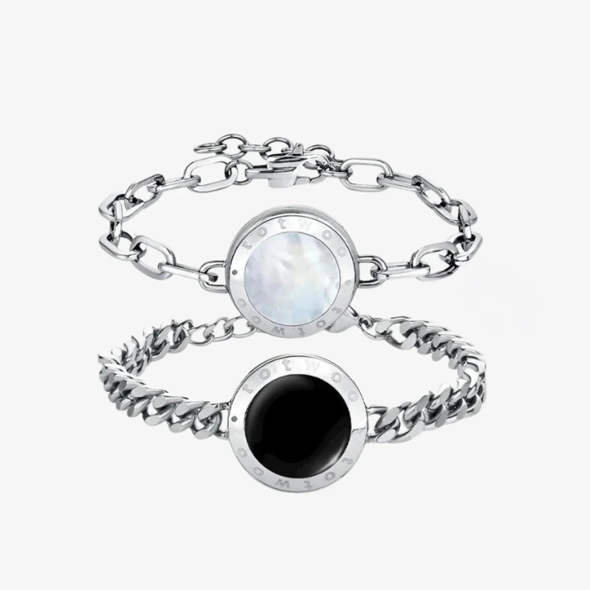 Soulmate Touch Bracelets - Silver Cuban & Paperclip Chains