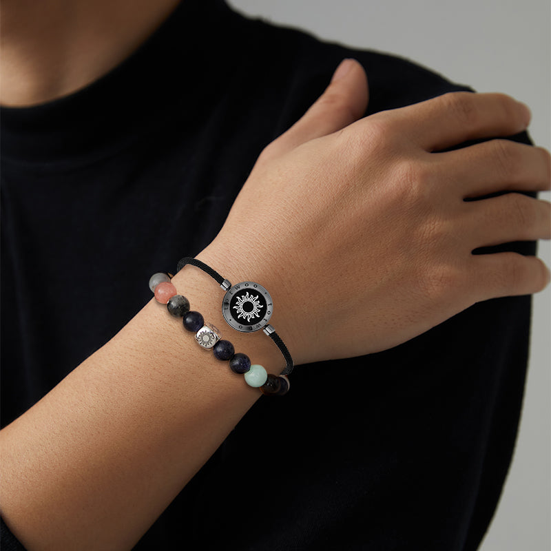 Sun & Moon Touch Milan Rope with Natural Beads Bracelets Set