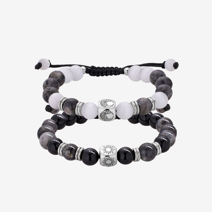 Sol y luna Celestial Bond Pulseras con cuentas