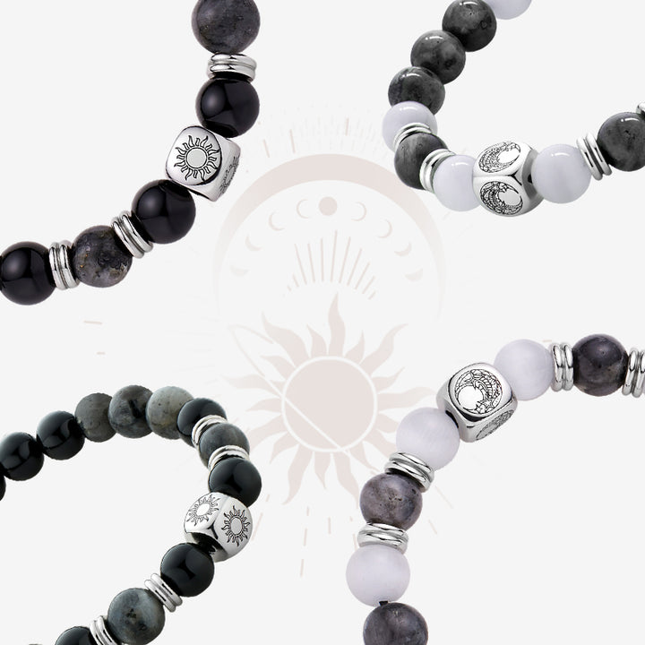 Sol y luna Celestial Bond Pulseras con cuentas