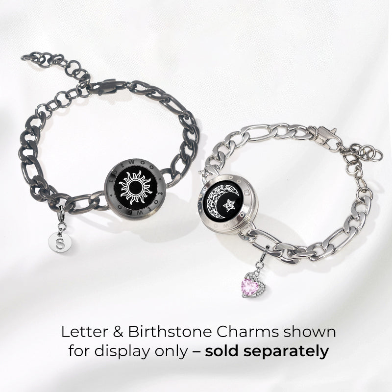 Bracelets de Sun & Moon Touch avec chaîne Figaro (noir + argent)