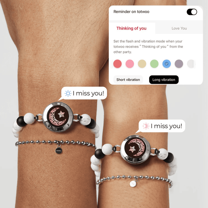 Pulseras de toque de luna y estrella con cuentas a juego