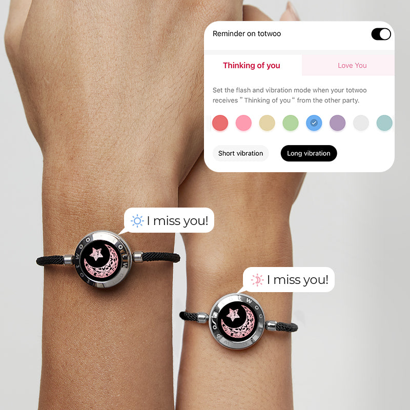 Sun & Moon Touch Bracelets with Milan Rope(Black+Black)