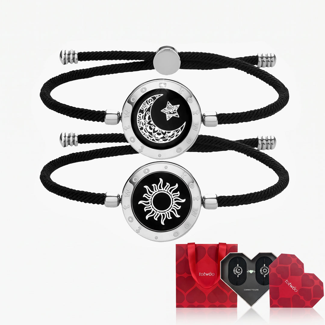 [Totwoo Holiday Gift Edition] Sun & Moon Touch Bracelets with Milan Rope (Black+Black)