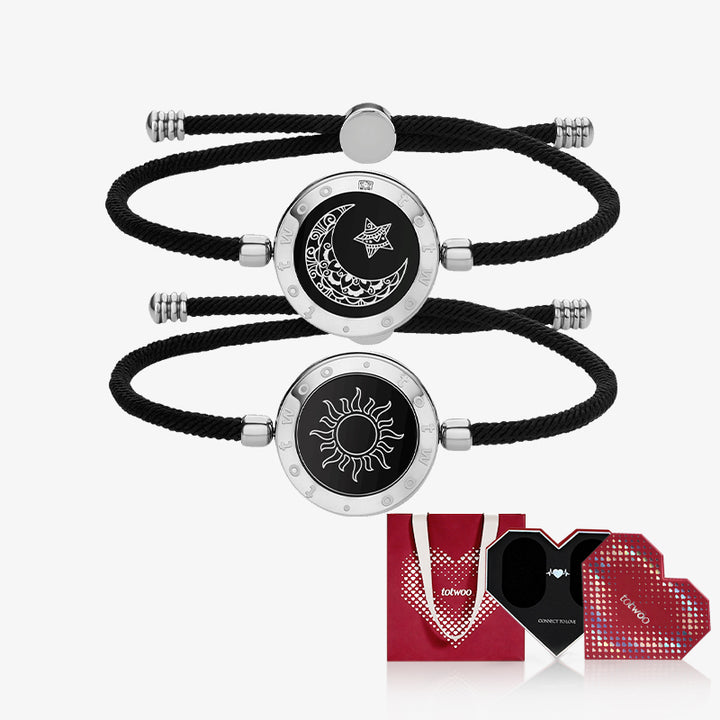 [Totwoo Signal Gift Box] Sun&Moon Touch Bracelets with Black Milan Rope