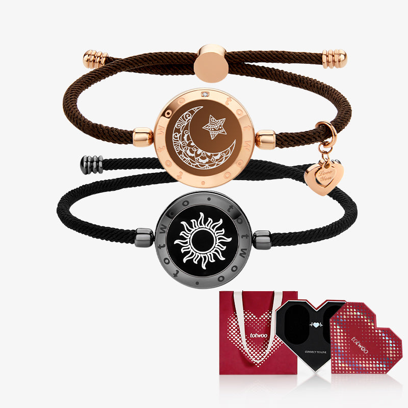 [Totwoo Signal Gift Box] Sun&Moon Touch Bracelets with Milan Rope (Black+Brown)