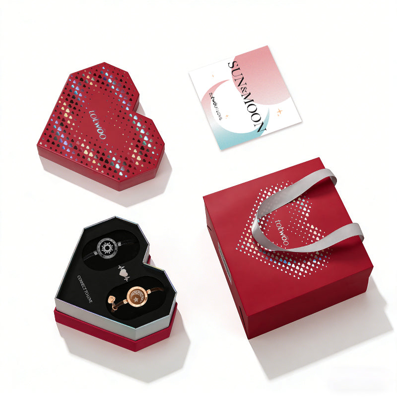 [Totwoo Signal Gift Box] Sun&Moon Touch Bracelets with Milan Rope (Black+Brown)
