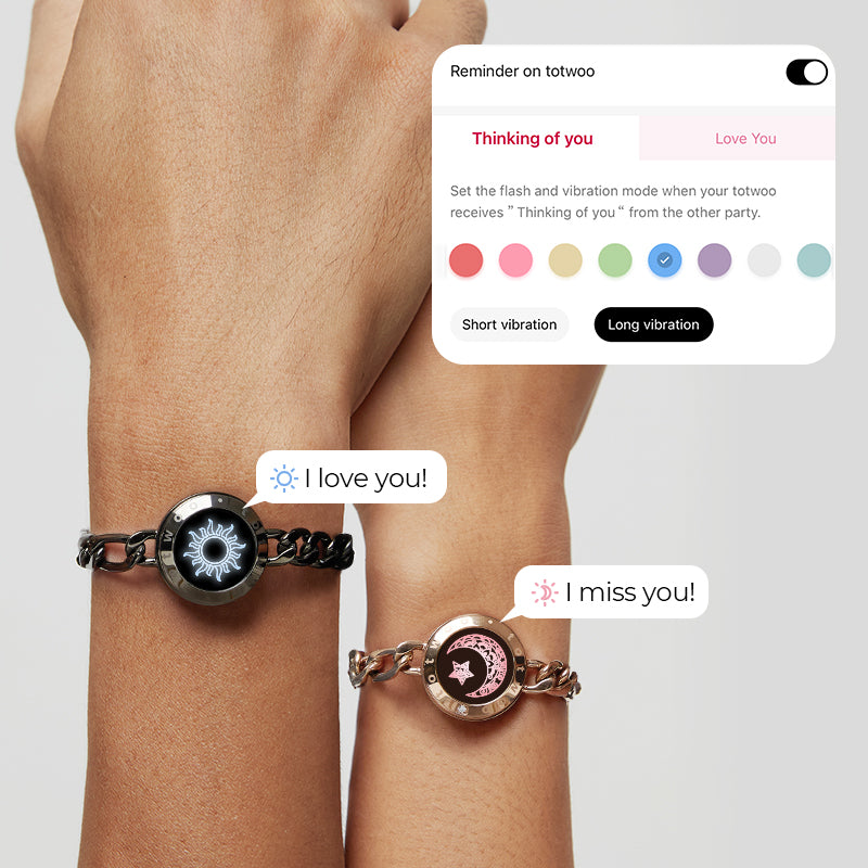 Sun & Moon Touch Bracelets con cadena Figaro (negro+oro rosa)