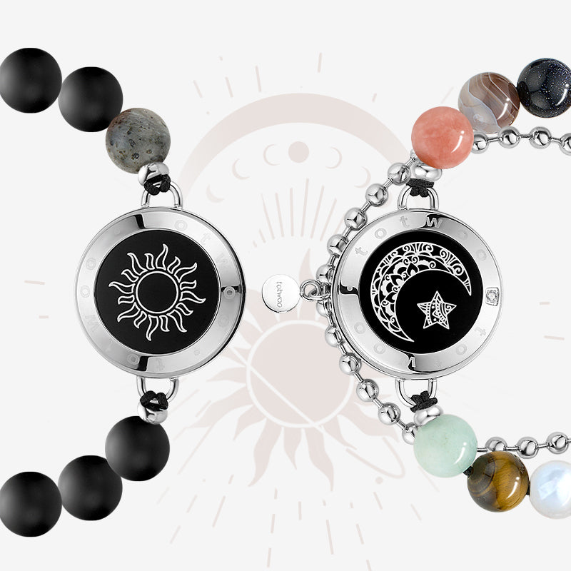 Pulseras de toque de energía solar y luna con 13 tipos de cuentas naturales