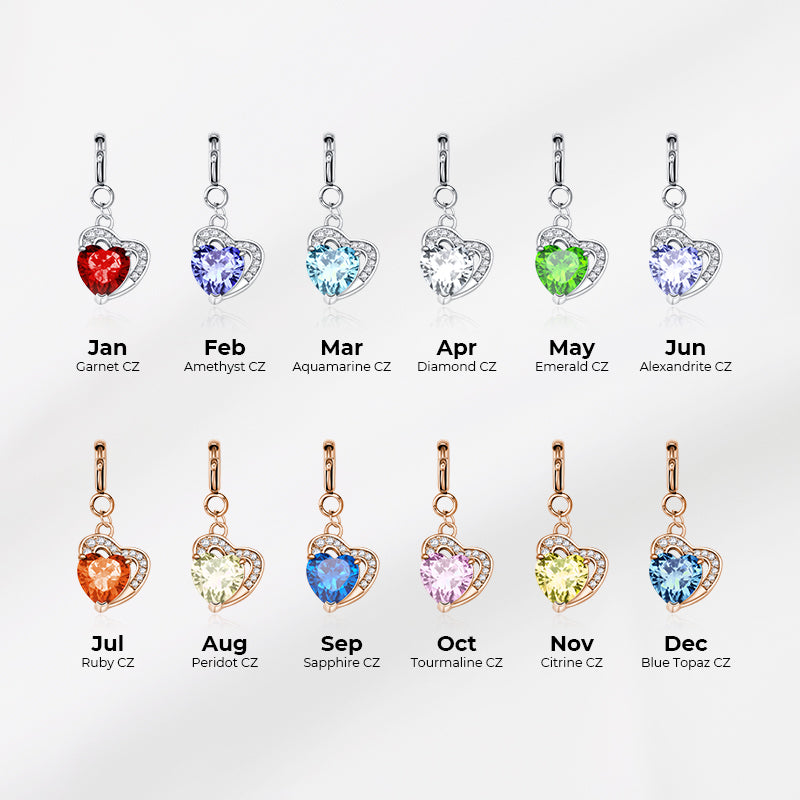 totwoo Birthstone Heart Charms(Silver/Rose Gold)