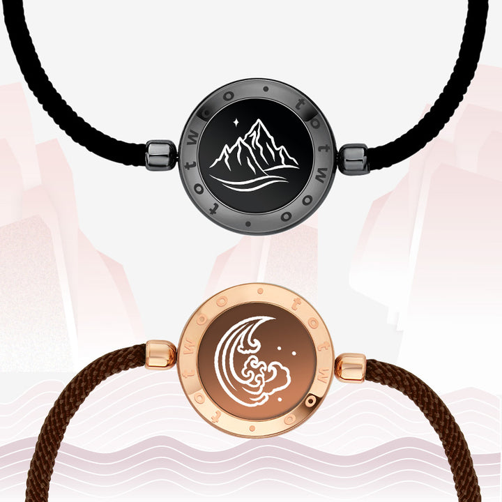 [Connected in Red Gift Packaging] Mountain&Sea Touch Bracelets with Milan Rope (Black+Rose Gold)