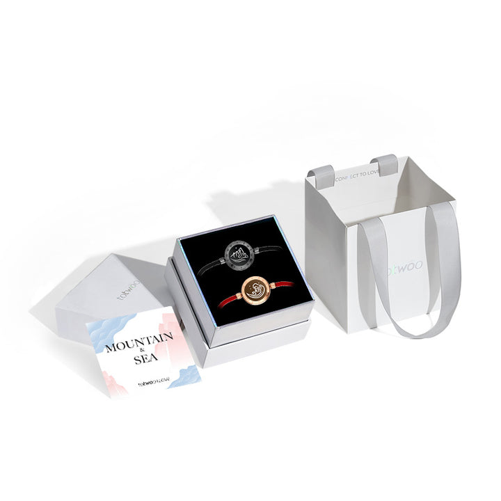 Mountain & Sea Touch-Armbänder mit Milan-Seil (Schwarz + Roségold)