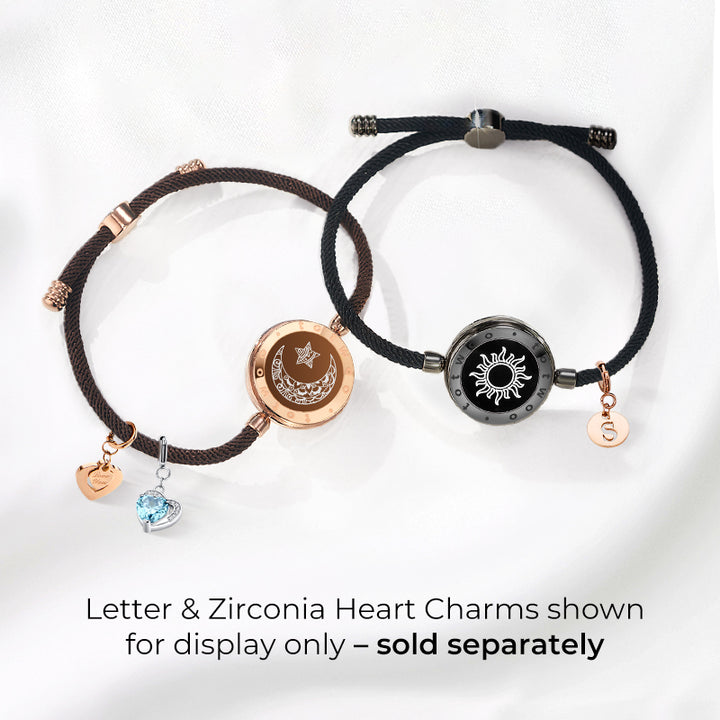 太陽 & ミラノロープ付きムーンタッチブレスレット（ブラック+ブラウン）