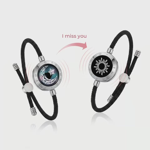 Sun & Moon Touch-Armbänder mit Milan-Seil (Schwarz+Schwarz)