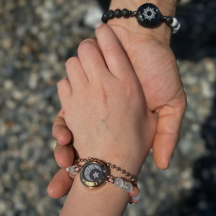 Mountain & Sea Touch Armbänder mit Perlen aus schwarzem Achat und rosa persischer Jade