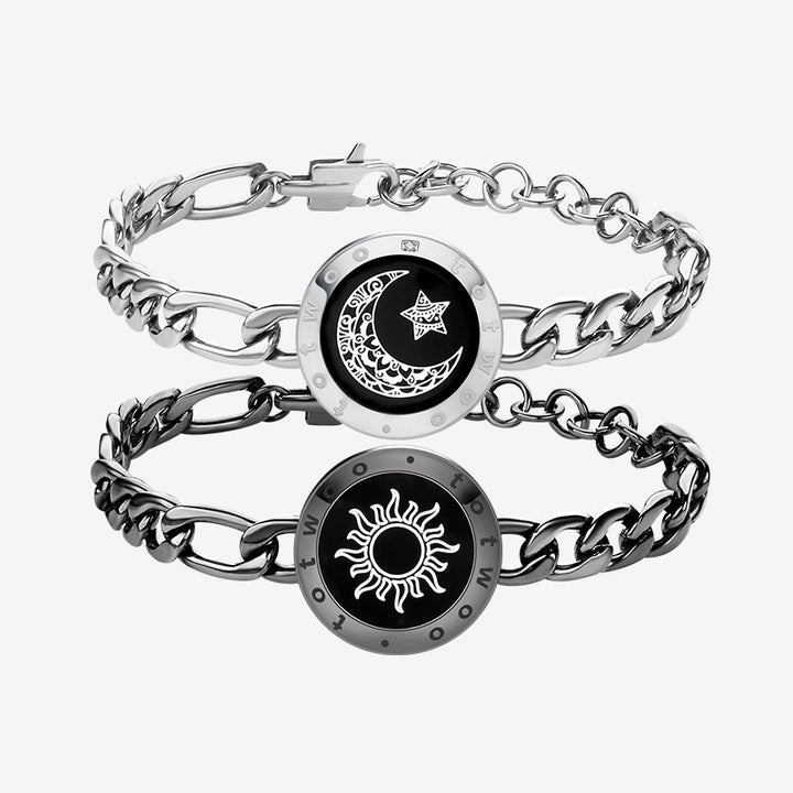 Bracelets de Sun & Moon Touch avec chaîne Figaro (noir + argent)
