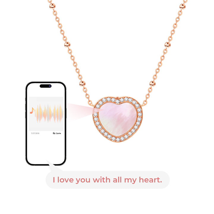 Collier numérique Totwoo Memory avec chaîne de perles d'espaceur (argent rose 18 carats en or + et mère de Pearl)