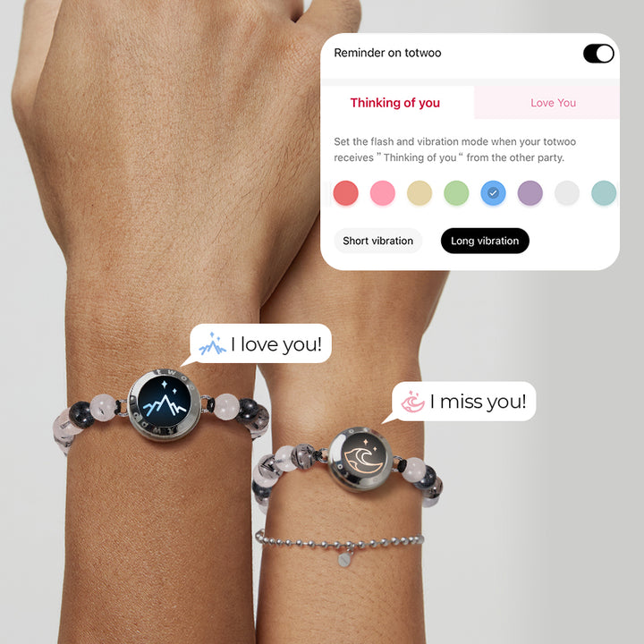 Mountain & Sea Touch Bracelets with Beaded Black Rutilated Quartz