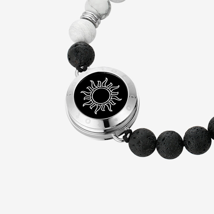 Pulseras de toque de sol y luna con cuentas fantasmales (plata+plata)