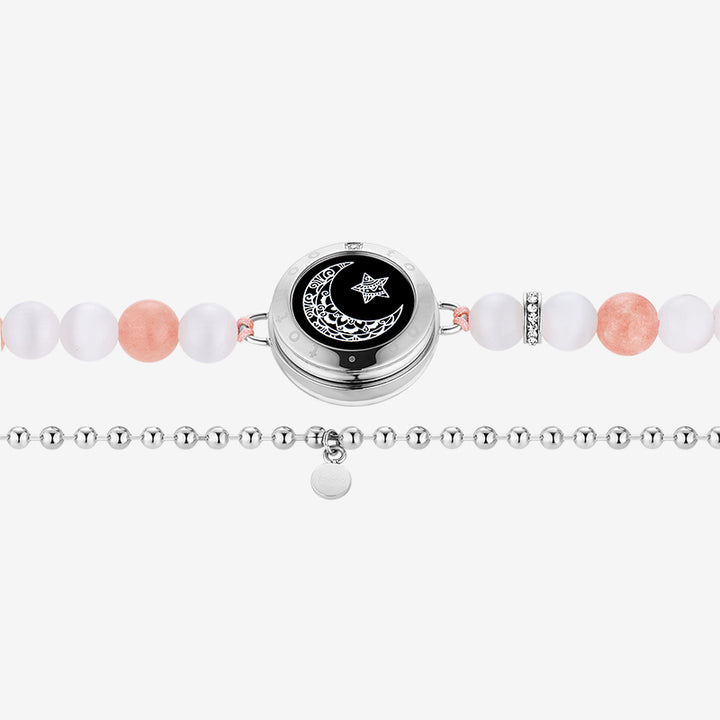 Pulseras de toque de sol y luna con cuentas fantasmales (plata+plata)