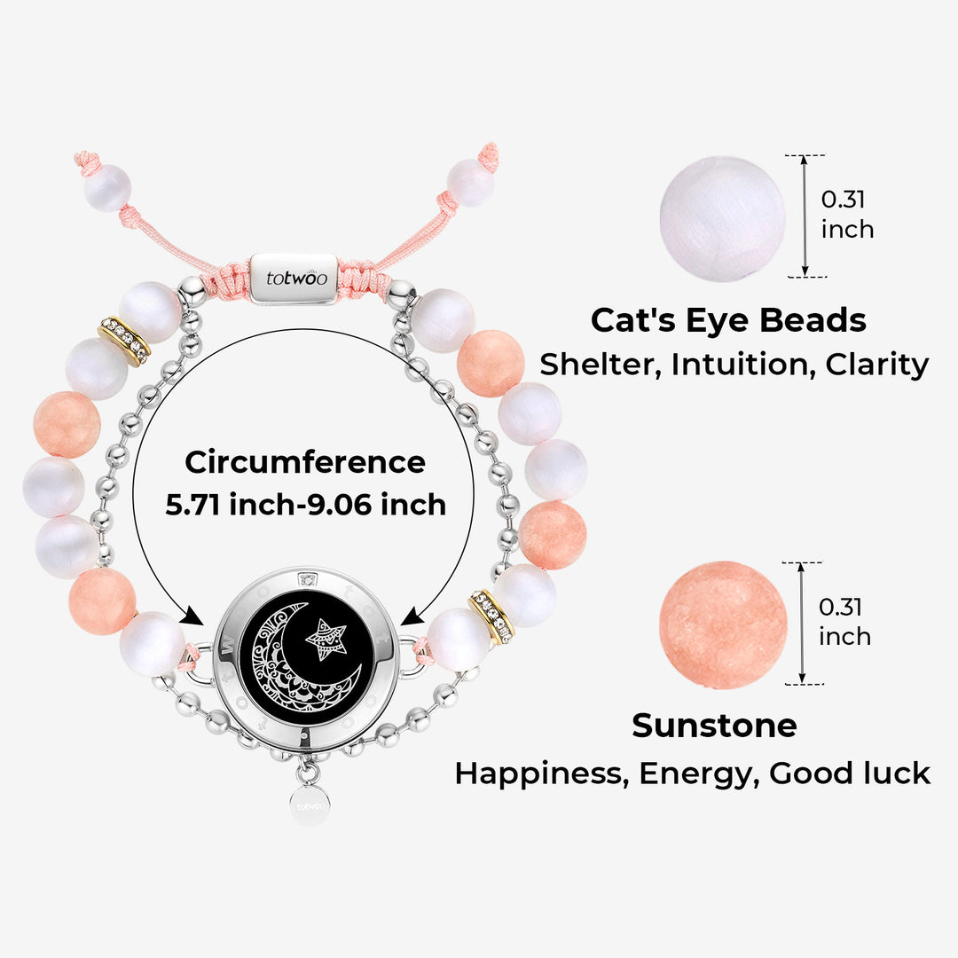 Pulseras de toque de sol y luna con cuentas fantasmales (plata+plata)