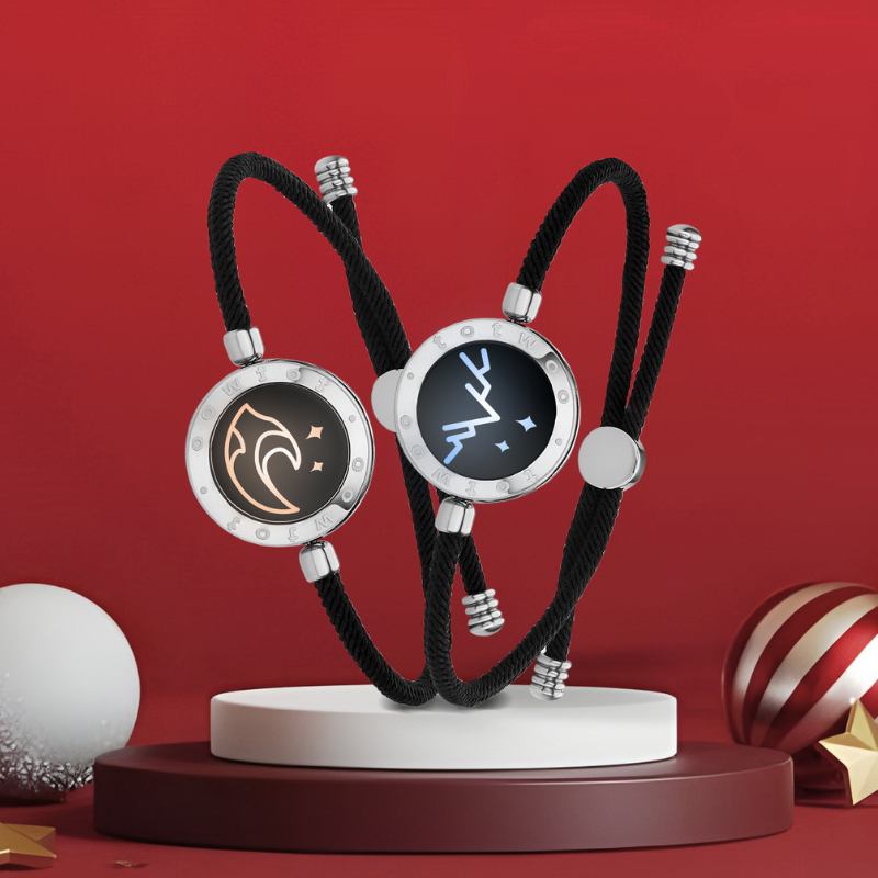 [Connected in Red Gift Packaging] Mountain & Sea Touch Bracelets with Milan Rope (Black+Black)