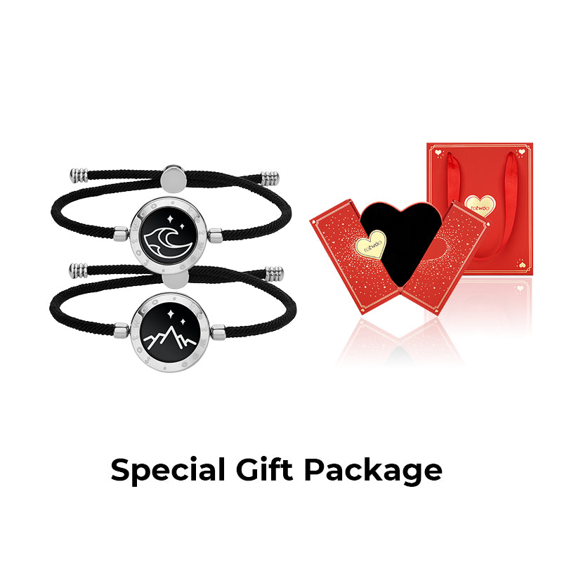 [Connected in Red Gift Packaging] Mountain & Sea Touch Bracelets with Milan Rope (Black+Black)