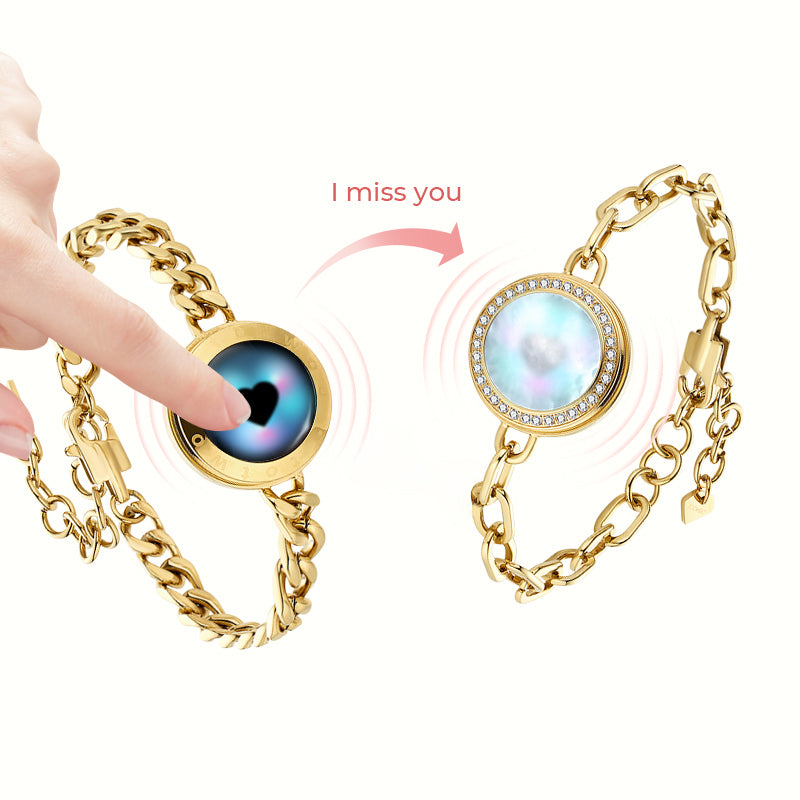 Soulmate Touch Bracelets - Gold Cuban & Paperclip Chains