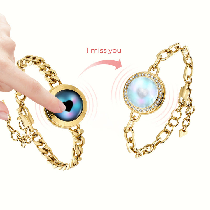 Soulmate Touch Bracelets - Gold Cuban & Paperclip Chains