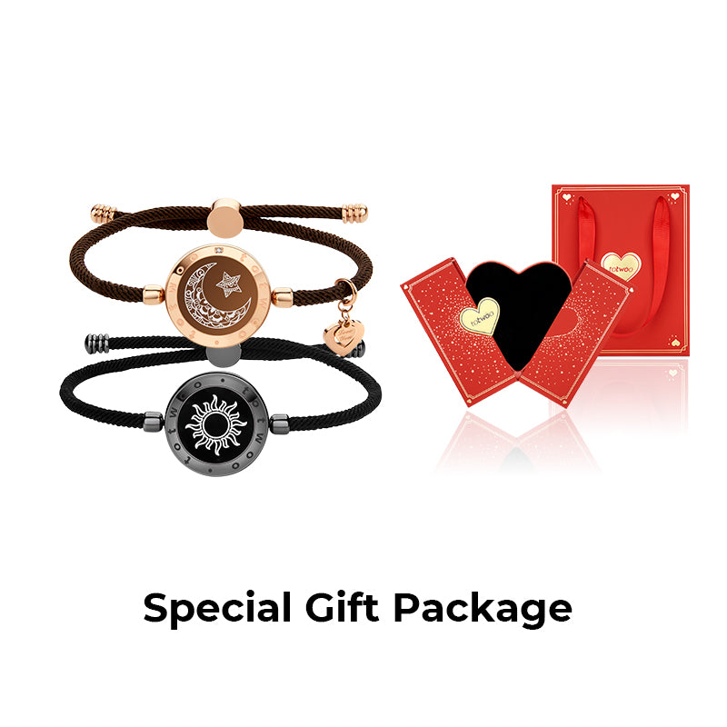 [Verbunden in roten Geschenkverpackungen] Sun & Moon Touch -Armbänder mit Mailandseil (schwarz+braun)