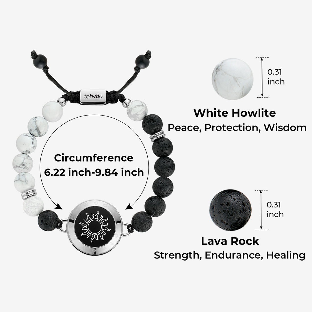 Pulseras de toque de sol y luna con cuentas fantasmales (plata+plata)
