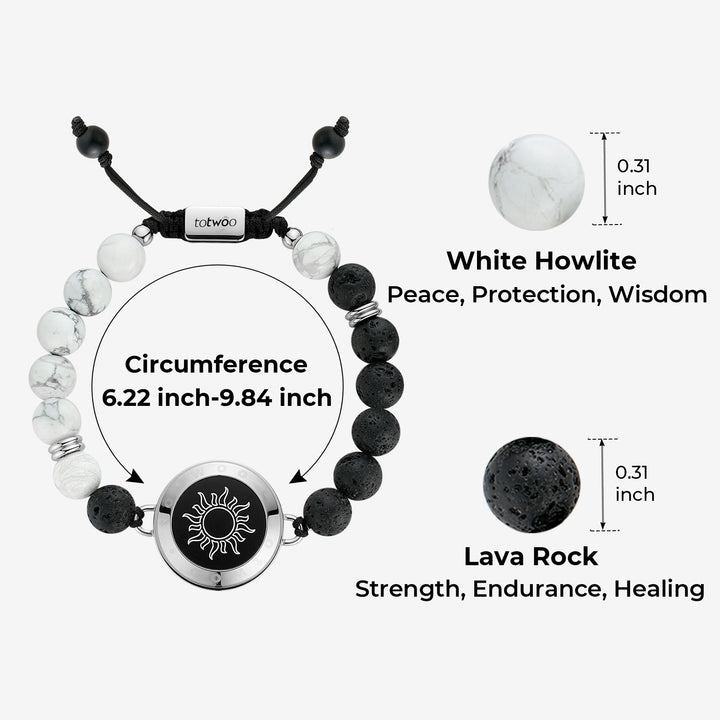 Pulseras de toque de sol y luna con cuentas fantasmales (plata+plata)