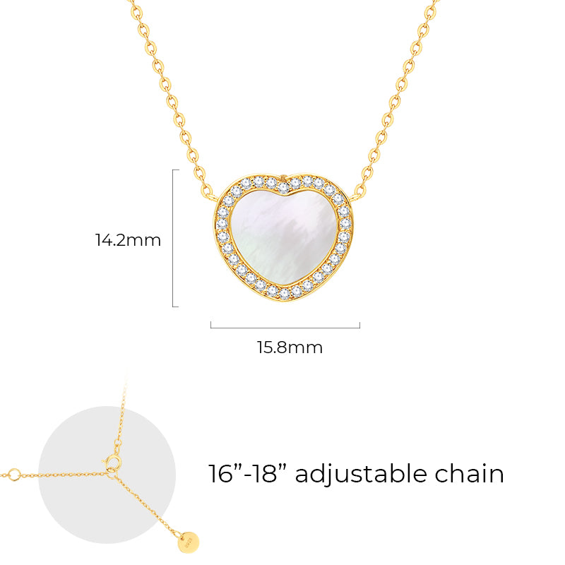 totwoo Memory Digital Locket Necklace (18K Gold Plated Silver & Mother of Pearl)