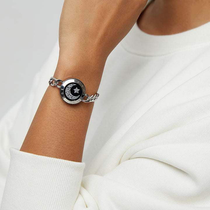 Bracelets de Sun & Moon Touch avec chaîne Figaro (noir + argent)