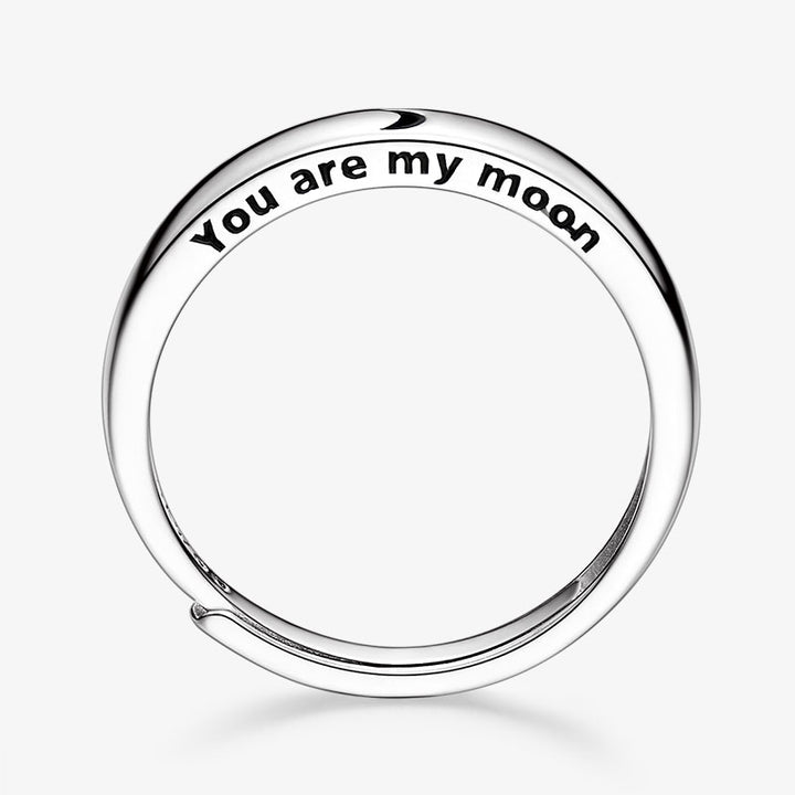 totwoo Sun&Moon 調節可能なシルバー カップル リング