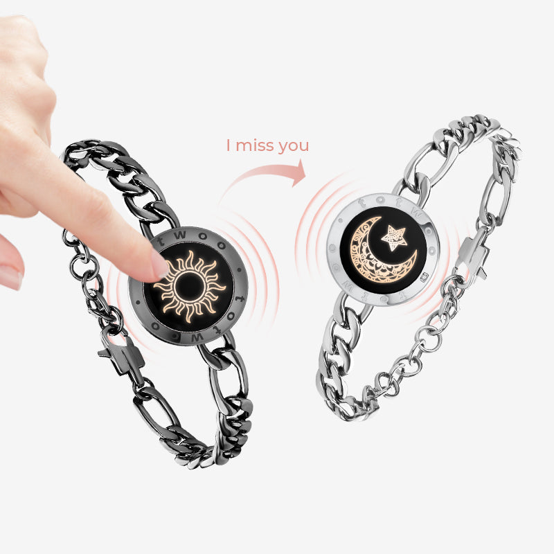 Bracelets de Sun & Moon Touch avec chaîne Figaro (noir + argent)