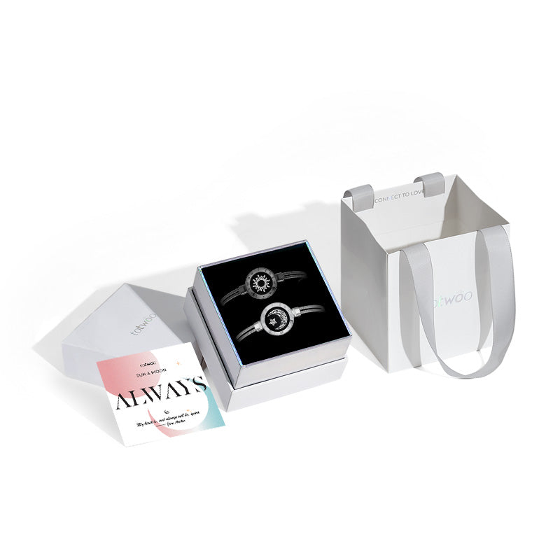 Sun & Moon Touch Bracelets con cadena de serpientes (negro+plata)
