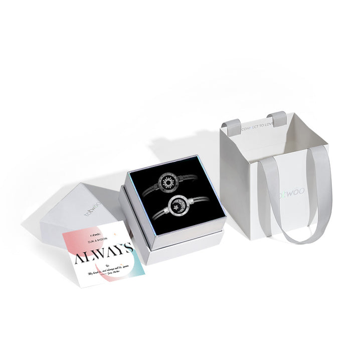 Sun & Moon Touch Bracelets con cadena de serpientes (negro+plata)