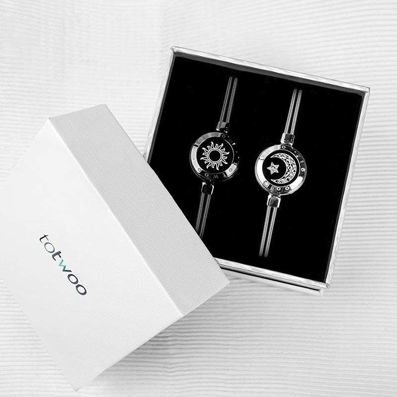 Sun & Moon Touch Bracelets con cadena de serpientes (negro+plata)