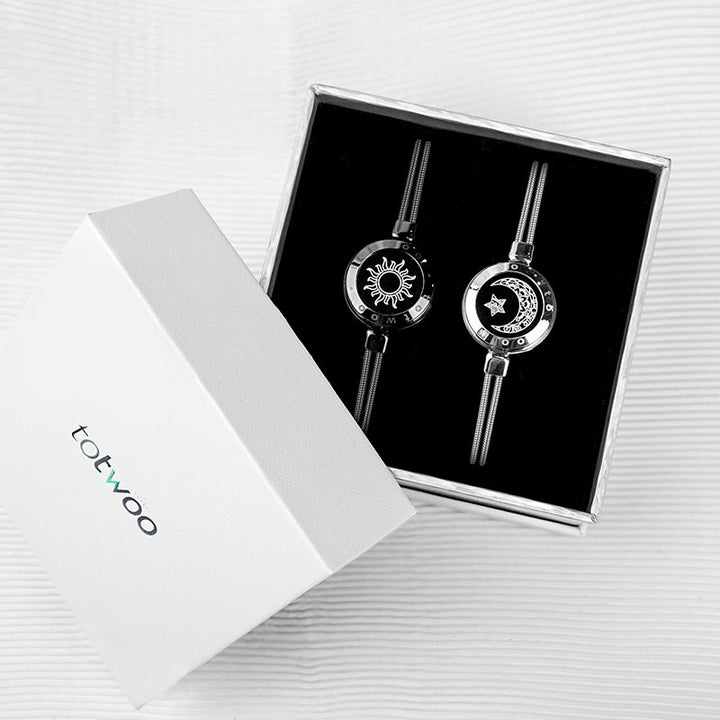 Sun & Moon Touch Bracelets con cadena de serpientes (negro+plata)