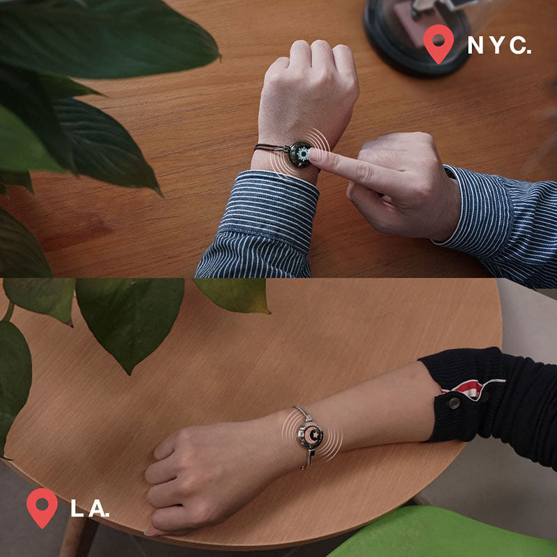 Sun & Moon Touch Bracelets with Snake Chain (Black+Silver)