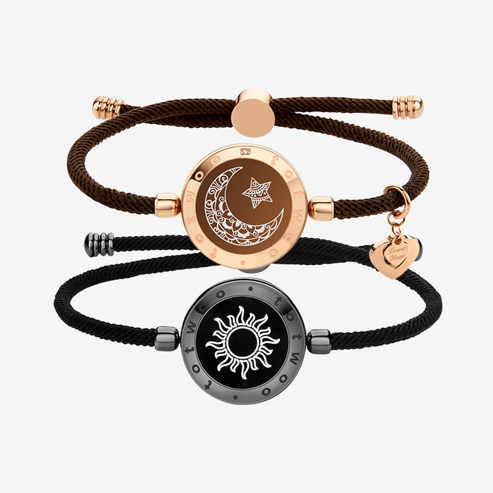 Sun & Moon Touch Pulseras con cuerda de Milán (negro+marrón)