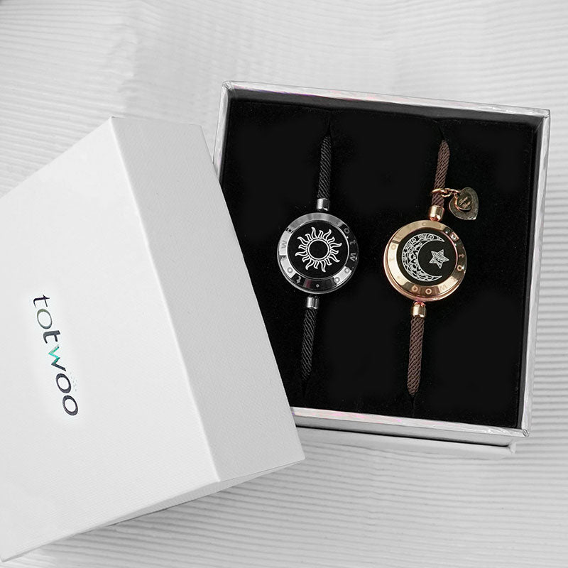 Sun & Moon Touch Bracelets with Milan Rope (Black+Brown)
