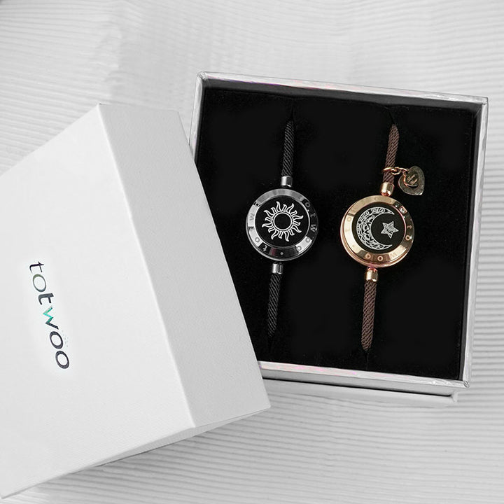 Sun & Moon Touch Bracelets with Milan Rope (Black+Brown)