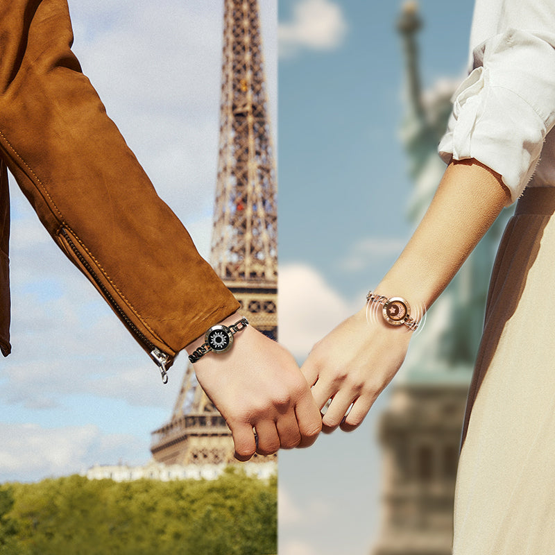 Sun & Moon Touch Bracelets con cadena Figaro (negro+oro rosa)